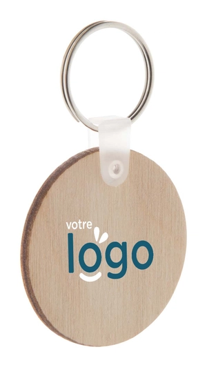 Porte clés rond en bois de bouleau WOODY A personnalisable