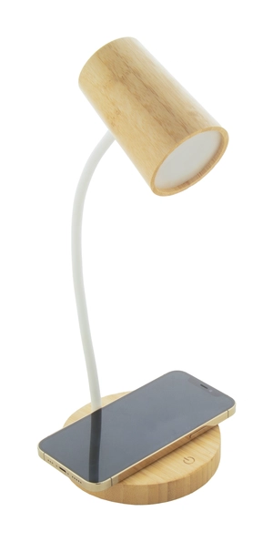 Lampe de bureau en bambou avec chargeur sans fil 15W personnalisable