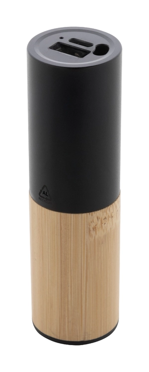 Power bank en aluminium recyclé et bambou personnalisable