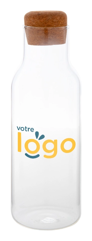 Carafe à eau en verre borosilicate 600 ml - couvercle en liège personnalisable