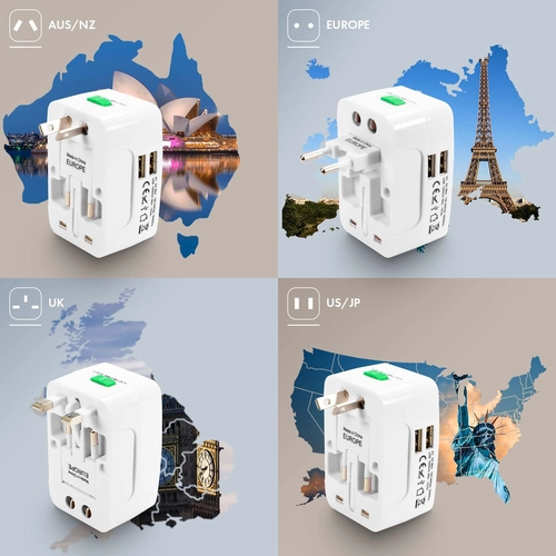 image du produit Adaptateur de voyage avec 2 ports USB - 150 pays