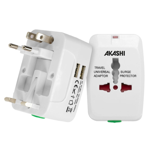 image du produit Adaptateur de voyage avec 2 ports USB - 150 pays