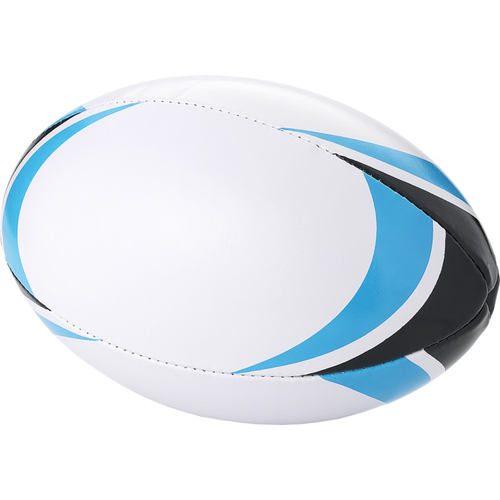 Ballon de rugby blanc avec détails en bleu