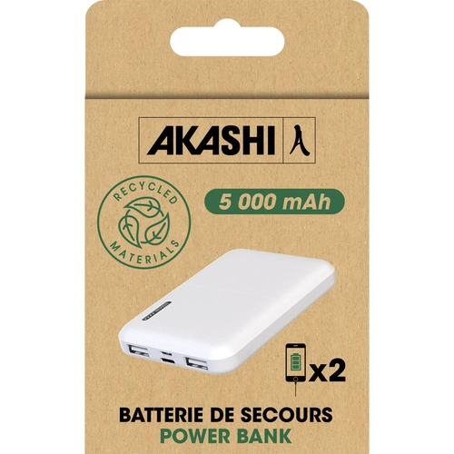 image du produit Batterie de secours 5 000 mAh en plastique recyclé