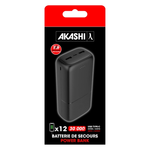 image du produit Batterie de secours AKASHI 30 000 mAh - charge rapide