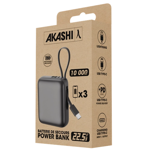 image du produit Batterie de secours avec 2 câbles - 10 000 mAh