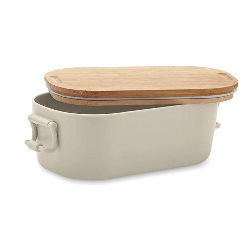 image du produit Boîte à lunch en PP avec 2 fermoirs latéraux et couvercle en bambou 700ml