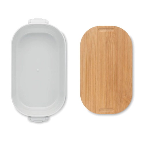 image du produit Boîte à lunch en PP avec 2 fermoirs latéraux et couvercle en bambou 700ml