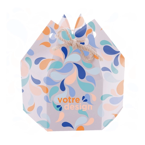 image du produit Boîte-cadeau hexagonale 100% sur-mesure avec fermeture cordon