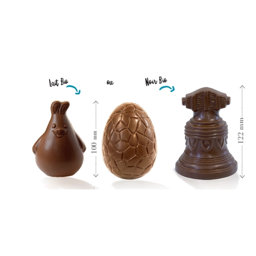 image du produit Boîte de chocolats grands moulages - chocolat bio au lait 41% ou noir 70%