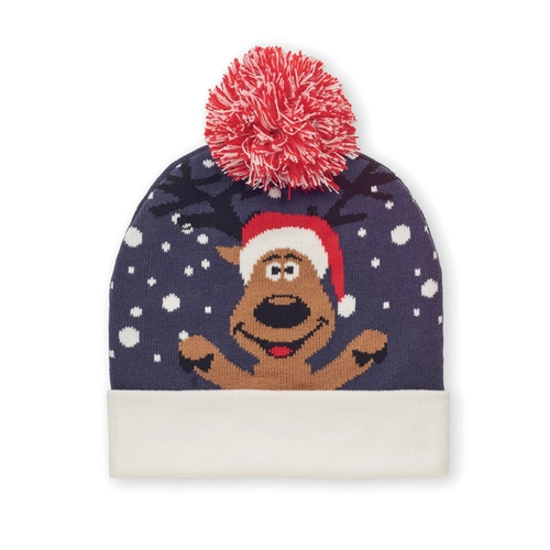 image du produit Bonnet de Noël tricoté avec revers et pompon