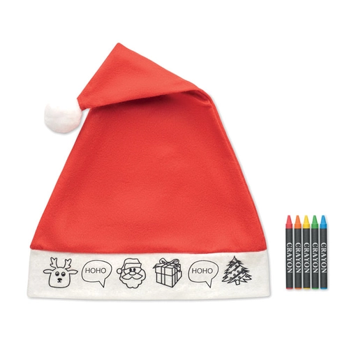 image du produit Bonnet de Père Noël pour enfants à colorier - livré avec crayons