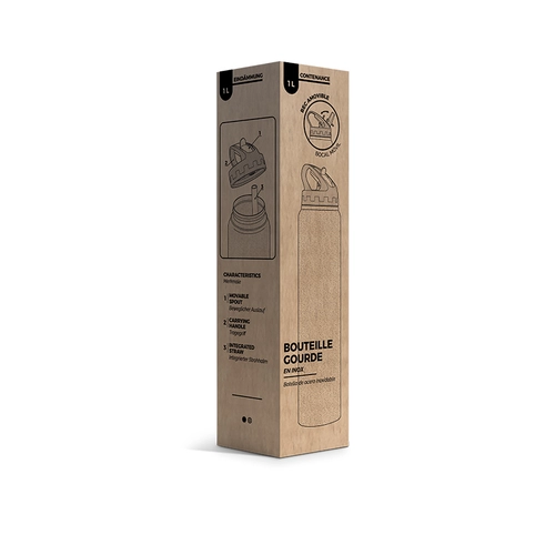image du produit Bouteille 1l inox avec paille - Gourde simple paroi