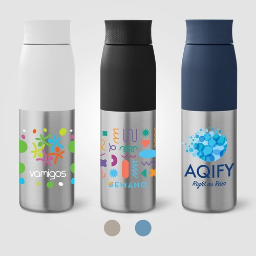 image du produit Bouteille à couvercle à torsion en acier inoxydable recyclé - 650 ml