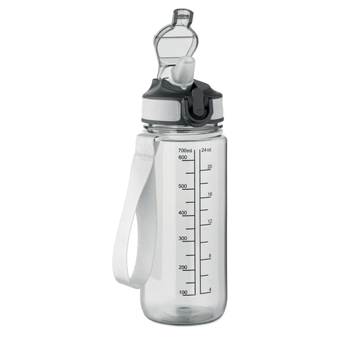 image du produit Bouteille de sport motivante en RPET avec paille intégrée
