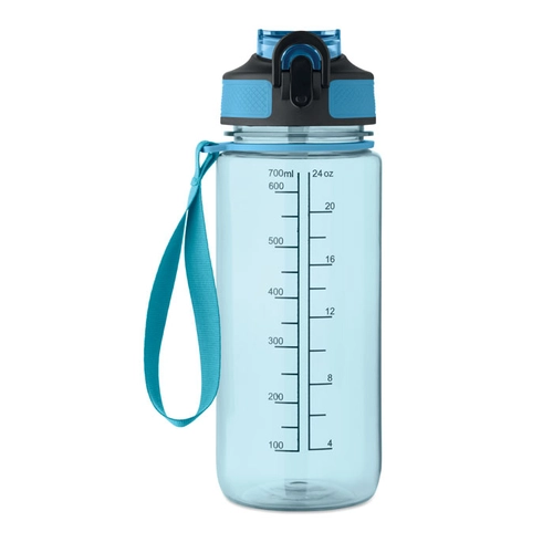 image du produit Bouteille de sport motivante en RPET avec paille intégrée