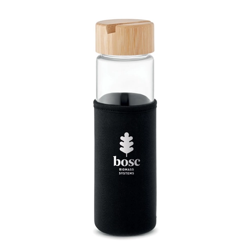 image du produit Bouteille en verre 600 ml avec bouchon support de téléphone en bambou