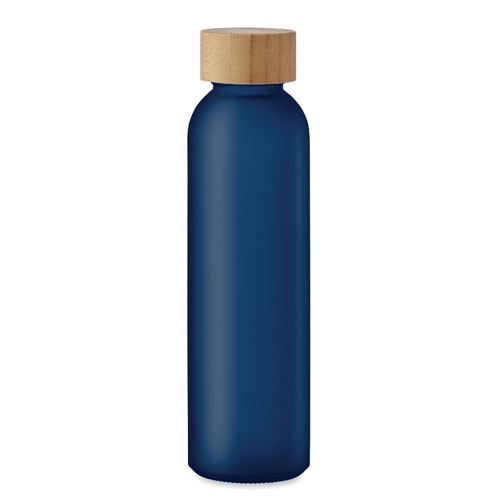 image du produit Bouteille en verre avec finition givrée et couvercle en bambou