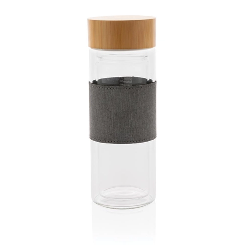 image du produit Bouteille en verre borosilicate 360 ml avec couvercle bambou