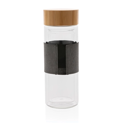 image du produit Bouteille en verre borosilicate 360 ml avec couvercle bambou