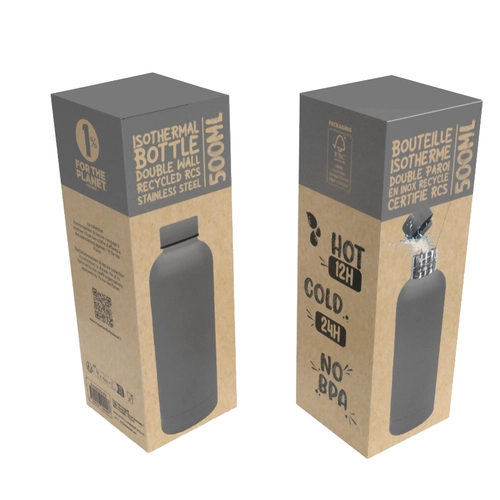 image du produit Bouteille isotherme 500ml en inox recyclé 