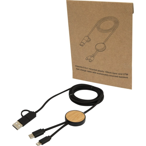 image du produit Câble 5 en 1 en plastique recyclé de 150 cm - charge rapide de 27 W