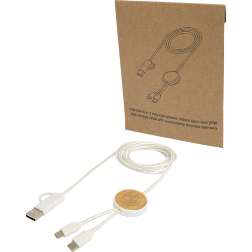image du produit Câble 5 en 1 en plastique recyclé de 150 cm - charge rapide de 27 W