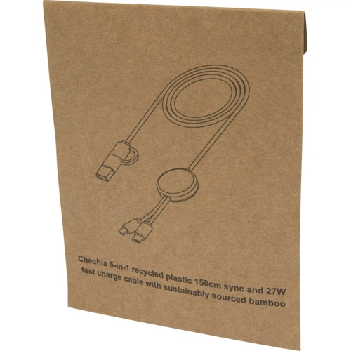 image du produit Câble 5 en 1 en plastique recyclé de 150 cm - charge rapide de 27 W
