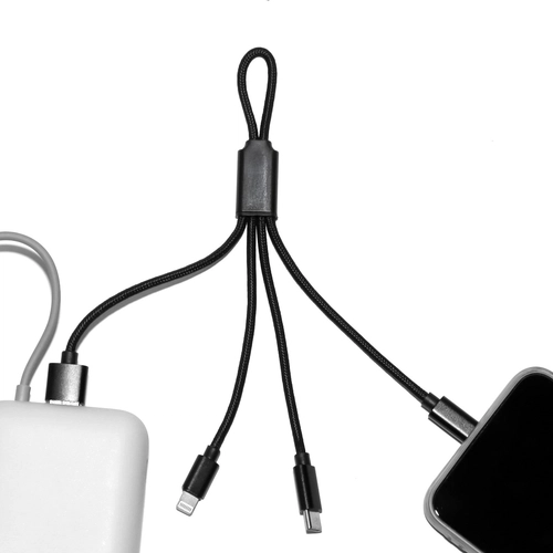 image du produit Câble court 4 en 1 charge rapide 20W noir - longueur 18 cm