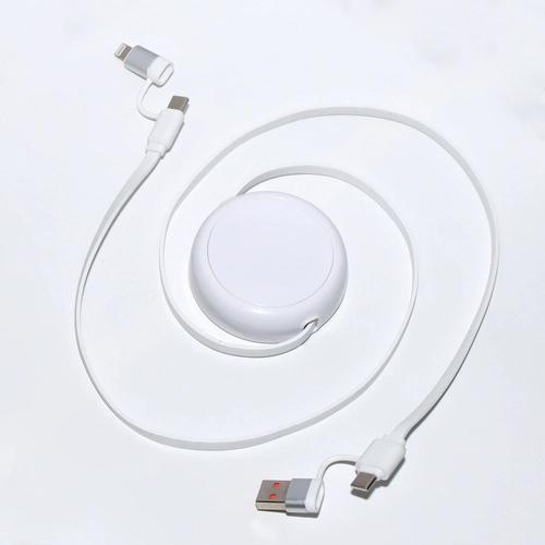 image du produit Câble dérouleur 4 en 1 charge rapide 20W en matériaux recyclés blanc