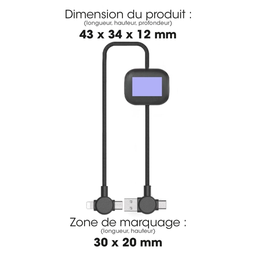 image du produit Câble long 4 en 1 à charge ultra-rapide 60W avec transfert de données