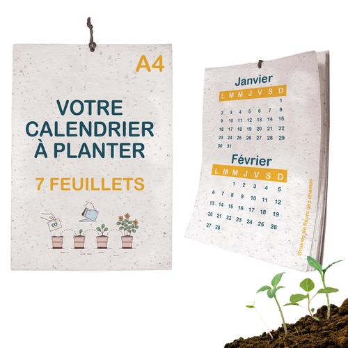 image du produit Calendrier A4 en papier de graines, 80g ou 100g, 7 feuillets