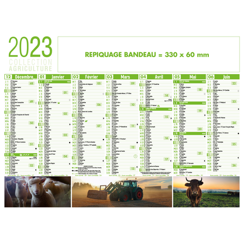 Calendrier bancaire 2023  AGRICULTURE format 43 x 33 cm - 7 mois par face