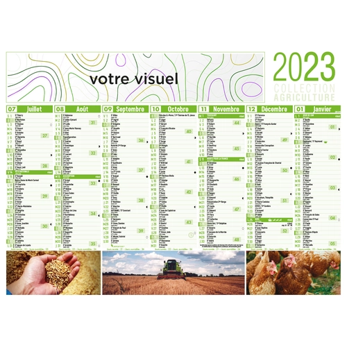 image du produit Calendrier bancaire 2025  AGRICULTURE format 55 x 40 cm - 7 mois par face