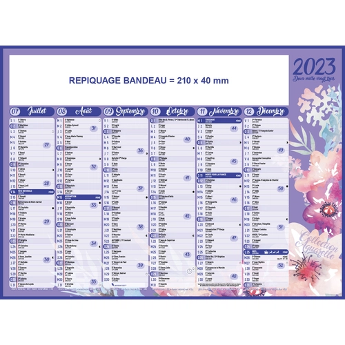 image du produit Calendrier bancaire 2025  AQUARELLE - format 27 x 21 cm - 6 mois par face