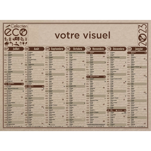 image du produit Calendrier bancaire 2025  ECO 55 x 40 cm - 7 mois par face