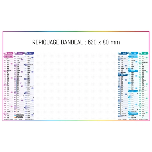 image du produit Calendrier bancaire 2025  EFFACABLE 4 SAISONS 65 x 40 cm - 6 mois par face