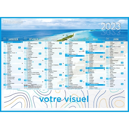 image du produit Calendrier bancaire 2025  ILES DE PARADIS format 27 x 21 cm - 6 mois par face