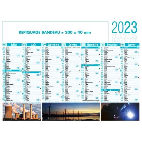 image du produit Calendrier bancaire 2025  INDUSTRIE format 27 x 21 cm - 7 mois par face