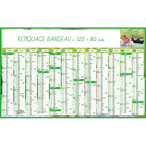 image du produit Calendrier bancaire 2025  JARDINAGE 65 x 40 cm - 12 mois recto