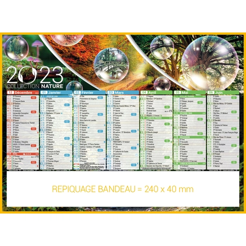 image du produit Calendrier bancaire 2025  NATURE format 27 x 21 cm - 7 mois par face