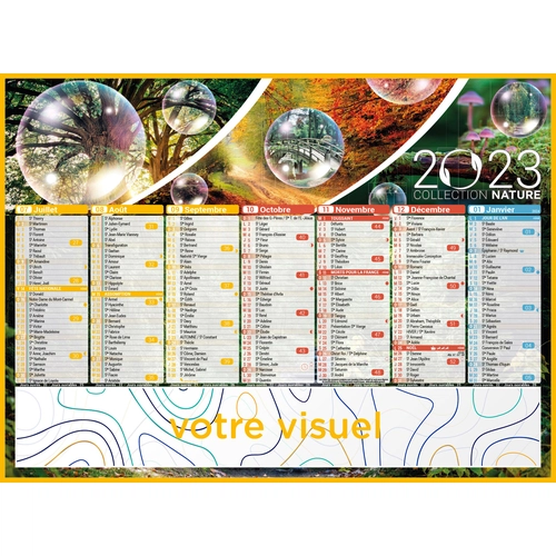 image du produit Calendrier bancaire 2025  NATURE format 43 x 33 cm - 7 mois par face