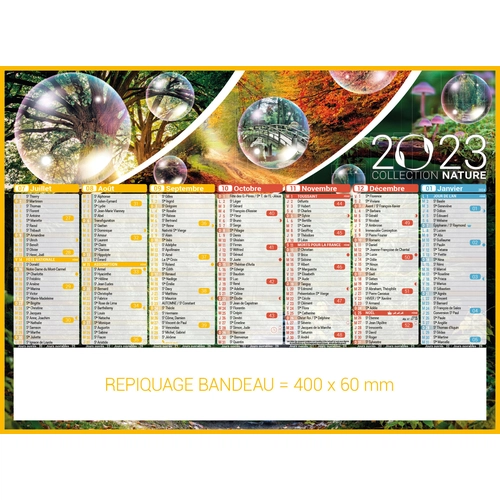 image du produit Calendrier bancaire 2025  NATURE format 43 x 33 cm - 7 mois par face