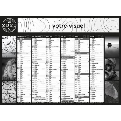 image du produit Calendrier bancaire 2025  NOIR & BLANC format 27 x 21 cm - 6 mois par face