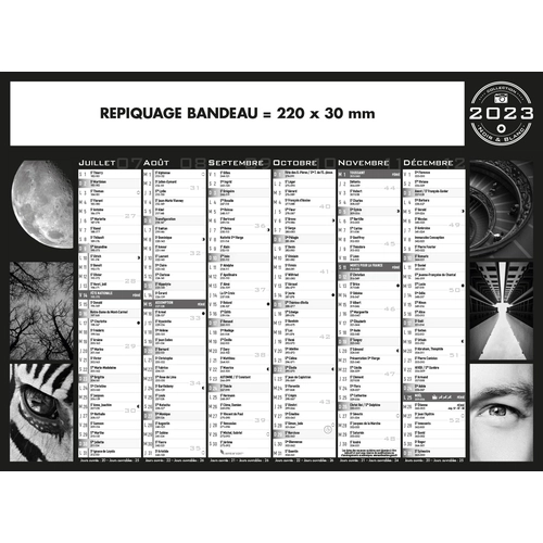 image du produit Calendrier bancaire 2025  NOIR & BLANC format 27 x 21 cm - 6 mois par face