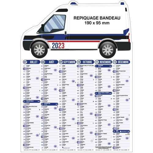 image du produit Calendrier bancaire 2025  POLICE 55 x 40 cm - 6 mois par face