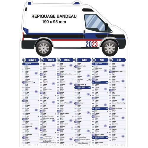 image du produit Calendrier bancaire 2025  POLICE 55 x 40 cm - 6 mois par face