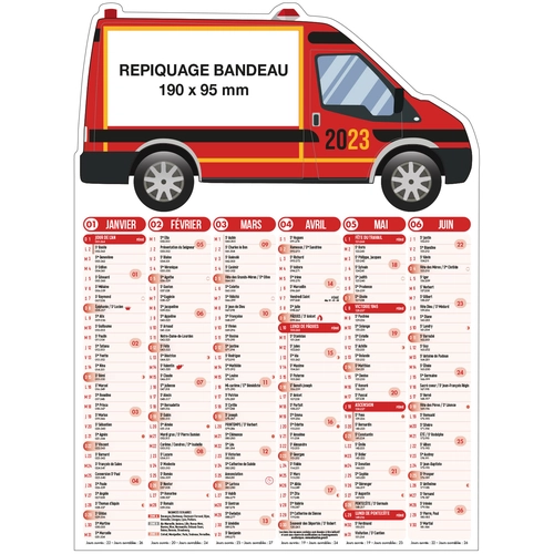 image du produit Calendrier bancaire 2025  POMPIERS 55 x 40 cm - 6 mois par face