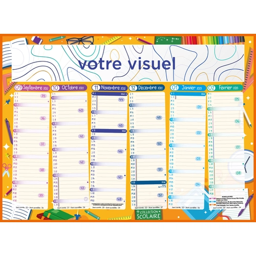 image du produit Calendrier bancaire 2025  SCOLAIRE - format 27 x 21 cm - 6 mois par face