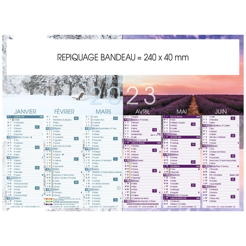 image du produit Calendrier bancaire 2025  SOLSTICES format 27 x 21 cm - 6 mois par face